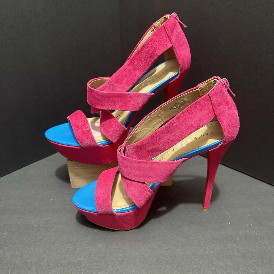 Paris Hilton Dacia Pink Platform Heel Sz 8 Edgy Bodycon Y2K Glam Clubbing Retro - Image 2 of 4
