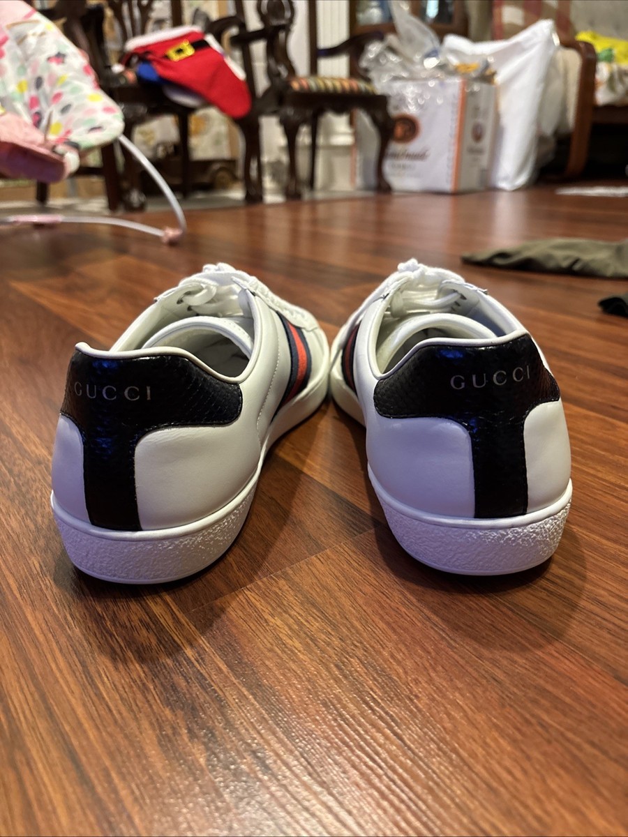 Size 8.5 - Gucci Ace Leather White for sale online | eBay