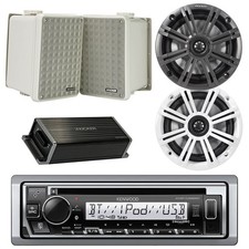 Kenwood Marine CD Radio, Amp, 2x 6.5" Speakers w/Grilles, 2x 6.5" Gray Speakers