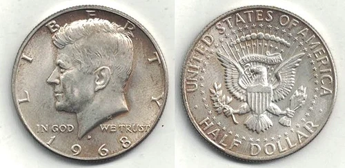Photo of a 1968-D Kennedy Half Dollar from an eBay sale