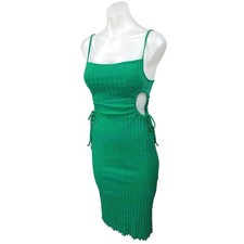 NEW Zara Green Sleeveless Cutout Cinched Cami Camisole Midi Bodycon Tank Dress S