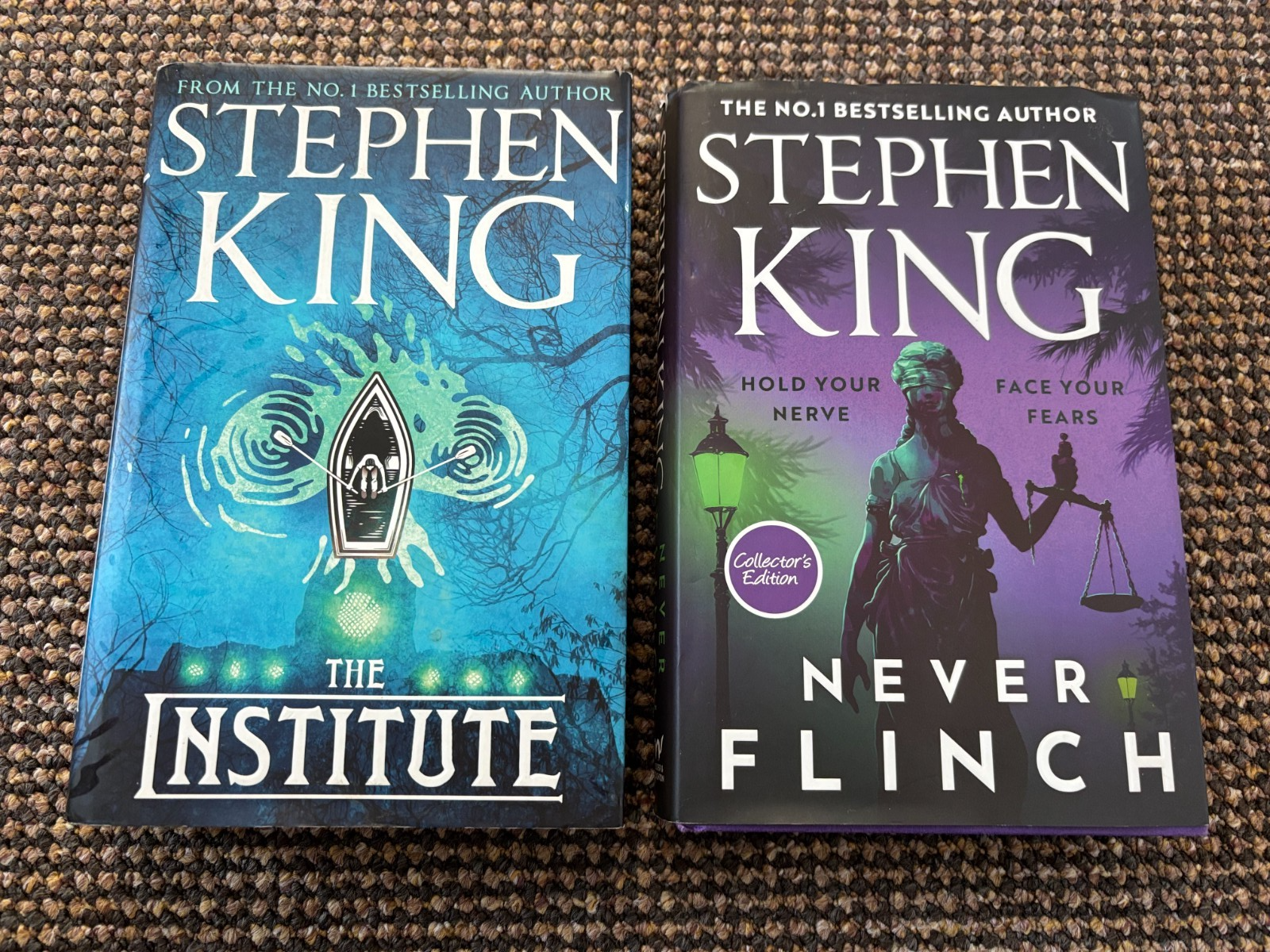 STEPHEN KING - NEVER FLINCH & THE INSTITUTE  HARDBACK BOOKS
