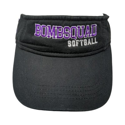 Bombsquad Softball 15 Strapback Sun Visor Cap Black One Size Embroidered Cotton