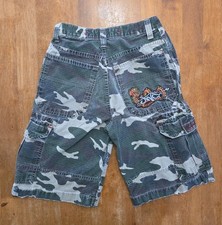 Vintage 90s JNCO Camo Cargo Shorts Youth Boys Size 10 Flaming Dragon JNCO Logo