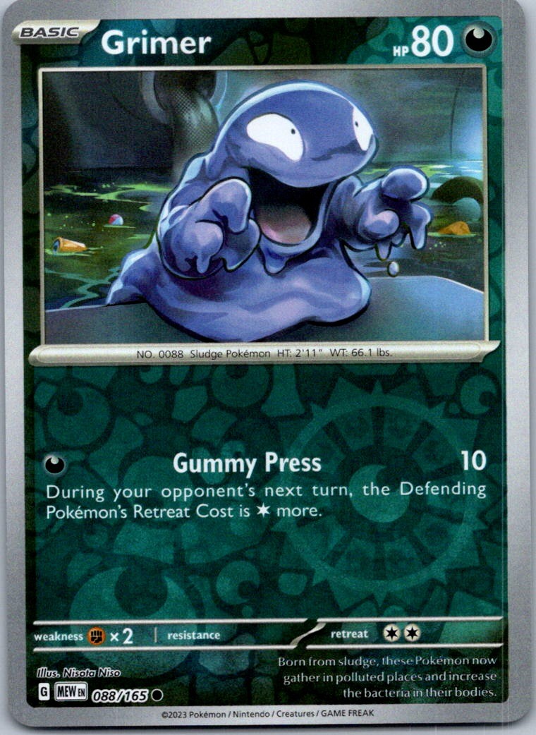 Pokemon Grimer Common SV01: Scarlet & Violet Base Set 126/198 NM Reverse holo