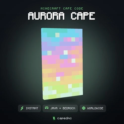 🌈 Minecraft AURORA Cape Code ⚡ Instant Delivery | Java & Bedrock | Worldwide - product listing photo