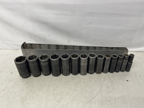 Snap On Tools 14-Piece 6-Pt. 1/2" Dr. SAE Deep Impact Socket Set 7/16 To 1-5/16"