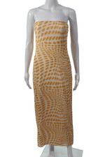 Sabo Women Maxi Strapless Polka Dot Beige Dress Polyester Zip Size 6