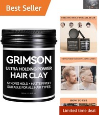 Strong Hold Hair Clay for Men - Matte Finish  Easy to Wash 3.5 oz