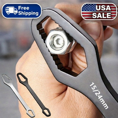Universal Double Ended Wrench, Self-Tightening 3-17mm Screw Nuts Repair Wrench