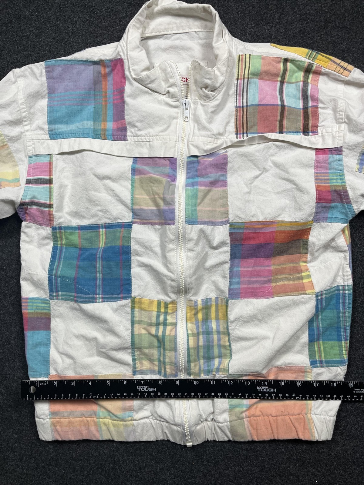 PATCHIT Jacket Mens Small Multicolor Plaid Patchw… - image 6