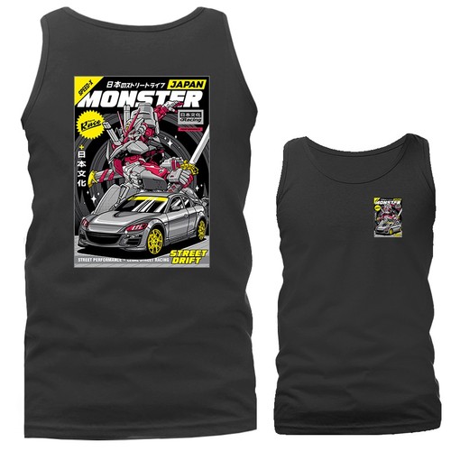 Japan Monster Drift Streetwear Imported Tuned Custom JDM Sports Car Tank Top - Picture 6 of 11