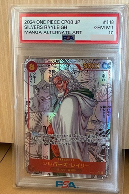 PSA 10 Silvers Rayleigh OP08-118 Manga Alt Art OP08 One Piece Card