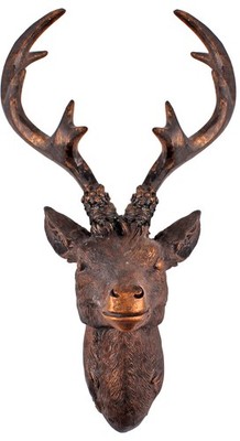 Hirschgeweih Bronze Optik - 10 Ender 60x51 cm - Hirschkopf Wand Deko Jagd Geweih