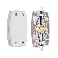 13A 3 Terminal In-Line Connector White Box, 240V Mains Electric Cable Flex Join 4.99 per metre