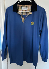 Vintage Burberry's of London Men s Long Sleeve Polo Shirt Size Large VTG