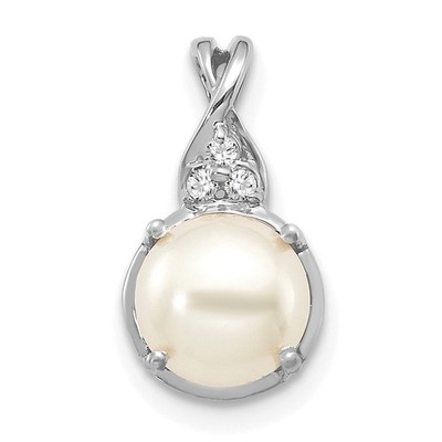 Anhänger 14 Karat Weißgold Zuchtperlen und Diamant perfektes Geschenk für sie