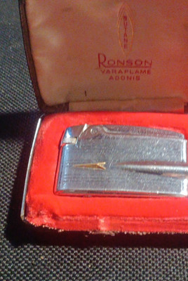 Ronson Varaflame Adonis Silver Tone Lighter in Original Case Collectible