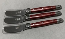 Laguiole Pate or Butter Knife Knives by Jean Dubost Red (FRANCE) - NEW: Set Of 3