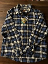 NWT Orvis Heavyweight Flannel Shirt Mens XL Navy Check Pockets Double Brushed