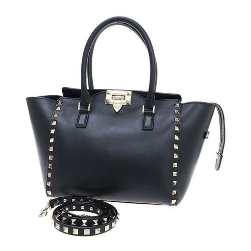 Valentino Garavani Lock 2-Way Rubber Black Shoulder Bag with Dust Bag #SAB17334