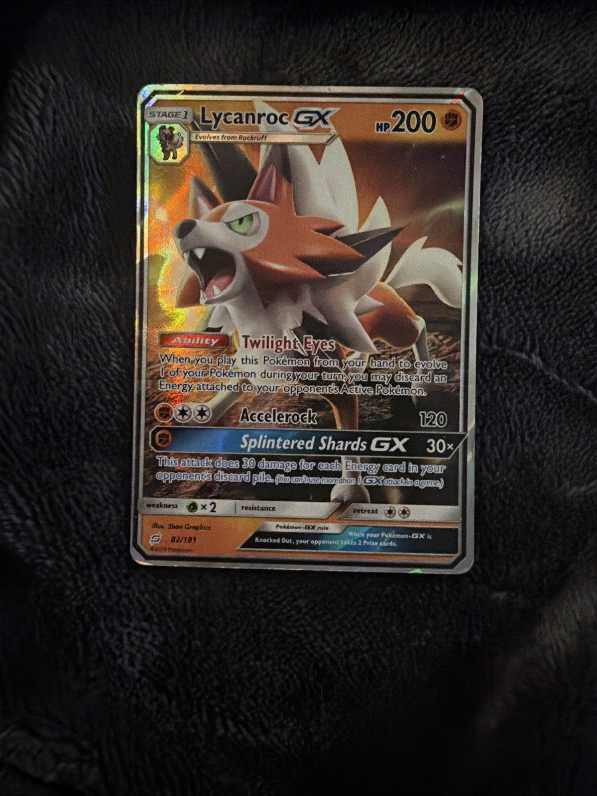 Pokemon TCG Lycanroc GX 82/181 Sun & Moon Team Up Ultra Rare Holo NM