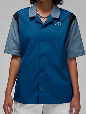 AIR Jordan Womens Button Up Shirt Sky J FLIGHT CLUB Blue DZ3340 427 NWT Size M