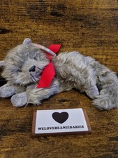 Ty Beanie Babies Beani the Grey Cat Soft Plush Toy with Red Ribbon Bow With Tags