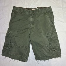 Mossimo Supply Co Mens Green Ripstop Cargo Shorts Distressed Size 32 adjustable