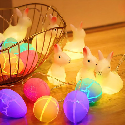 Easter Egg Bunny Lights,9.84 Ft Cracked Egg Window String Lights,Battery Powered