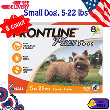 Frontline Plus Flea Tick Treatment Small Dogs 5-22 lbs 8 Doses Orange Box