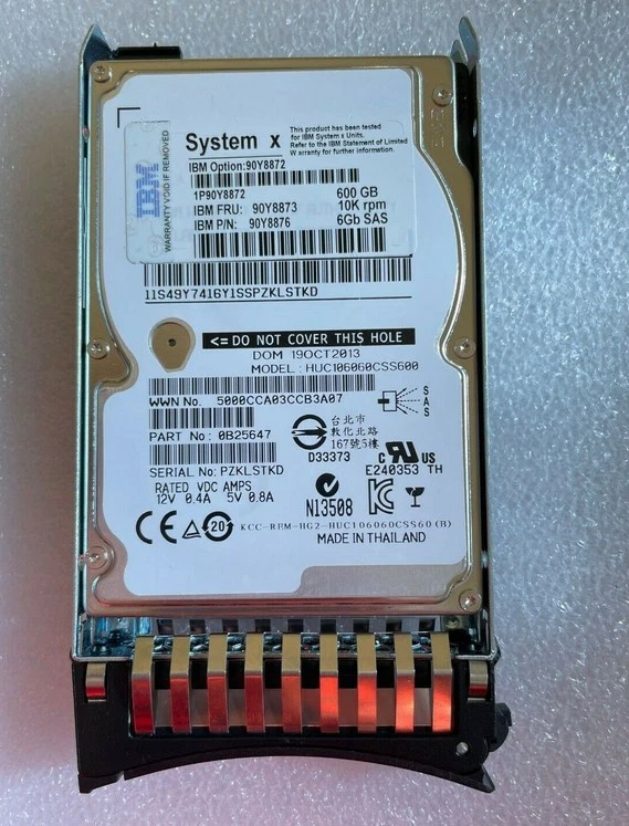 90Y8872 90Y8873 90Y8876 IBM 600GB 10K RPM 6Gb/s 2.5" SAS Hard Drive - Image 4 of 4