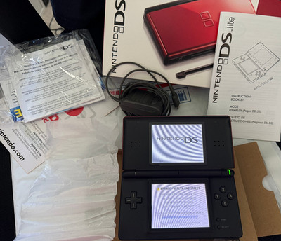 Nintendo DS Lite Crimson Red Black Console System COMPLETE CIB Box Insert SERIAL