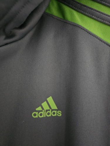 Big Kids Adidas Lime Green & Gray Full Zip Hoodie Size 18 - Picture 2 of 12