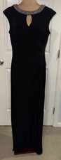Alex Evenings Sleeveless Embellished Crew Neck Front Slit Gown Size 14 READ 