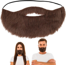 Brown Fake Mustache, Men'S Fake Beard with Elastic Band, Facial Hair Fake Mousta