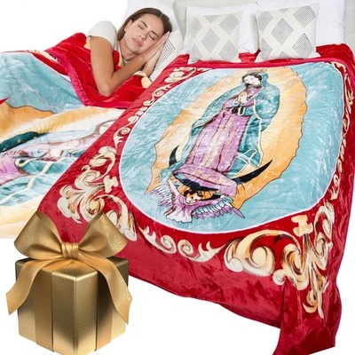 5.3LB Virgin Mary Queen Size Blanket - Thick Lints-Free 2Ply Heavy
