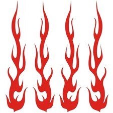 4 Pack Reflective Vinyl Flame Decals For Bikes Cars And Helmets - Red Hot Rod