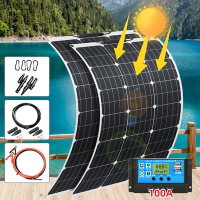 100w 200w Mono Semi-flexible Solar Panel Kit for RV/Car battery/Home/Rooftop