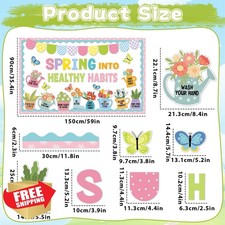 Spring Healthy Bulletin Board Set Flower Butterfly Cutouts School