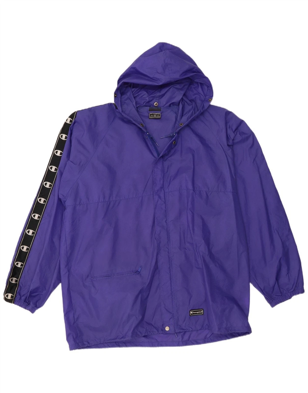 Champion Mens Graphic Hooded Windbreaker Jacket UK 42 XL Purple Colourblock CX14