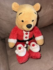 Disney Store Exclusive Christmas Winnie The Pooh Santa Claus Plush Toy
