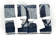 Pottery Barn Harper Set Of 2 Standard Pillow Shams Navy Blue Quilted Patchwork