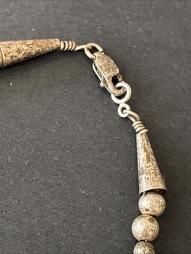 Ältere Navajo Sterlingsilber Perlen & Türkis Perlenkette 18 Zoll gepunzt - Bild 9 von 12