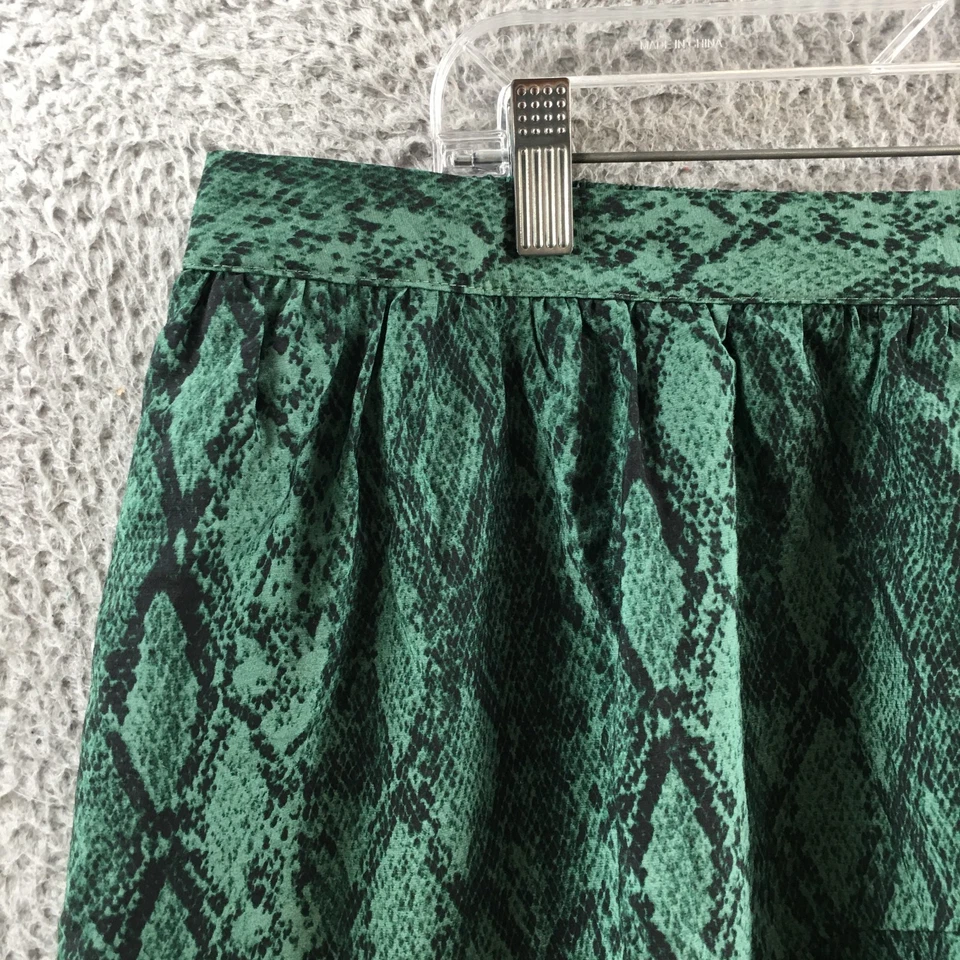 Minifalda Ava & Viv para mujer 1X verde estampado de serpiente plisada cintura elástica tirar Foto 2 de 4