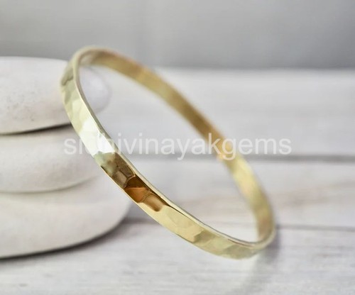 Brazalete de latón grueso hecho a mano joyería de latón ancho martillado BK-22 - Imagen 4 de 5