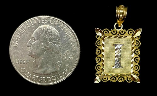10K Massiv Gelbgold Diamant Schliff Anfangsplatte Anhänger "I" Alphabet Charm - Bild 4 von 4