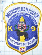 WASHINGTON D.C. METROPOLITAN POLICE SPECIAL OPERATIONS K9 EXPLOSIVE DETECT PATCH