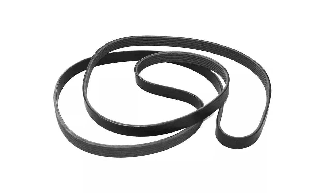 A grooved serpentine belt, displayed on a white background.