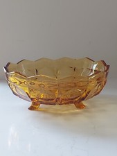 Vintage Amber Glass Footed Bowl Fruit Trifle 8.25" *Read Description*